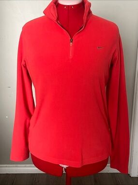 Nike Woman Bright Coral Red Quarter-Zip Golf Pullover